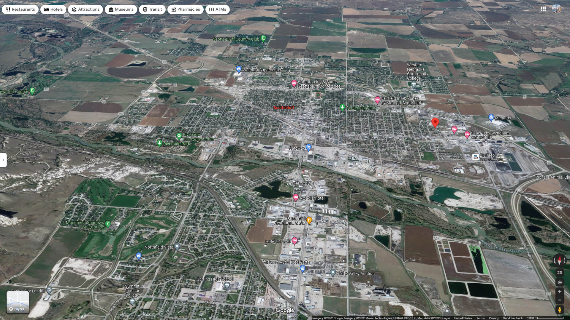 Scottsbluff Aerial Map Nebraska